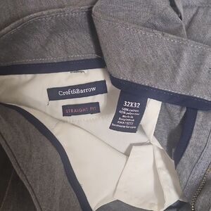 Croft & Barrow Blue-Trimmed Gray Pants